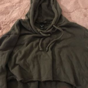 Army Green Cropped Hoodie